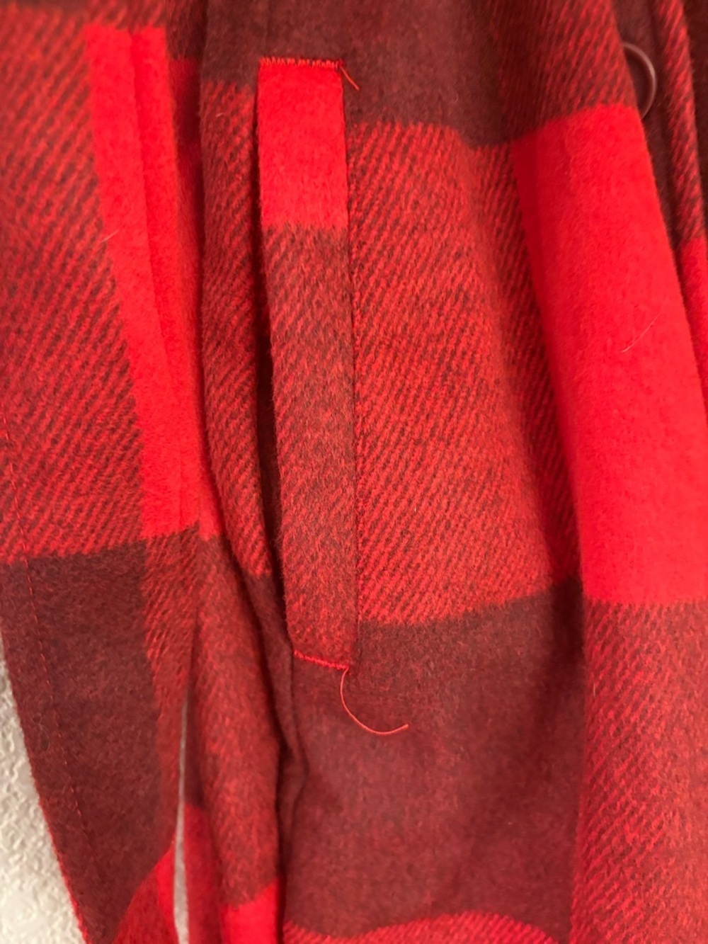 G by Giuliana Red and Dark Red Plaid Belted Wool Coat - Picture 3 of 4
